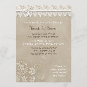 Floral Lace Butterfly Wedding Kaart