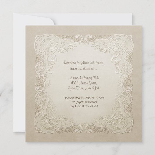 Floral Lace Butterfly Wedding Kaart (Achterkant)