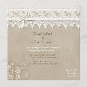 Floral Lace Butterfly Wedding Kaart