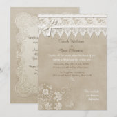 Floral Lace Butterfly Wedding Kaart (Voorkant / Achterkant)