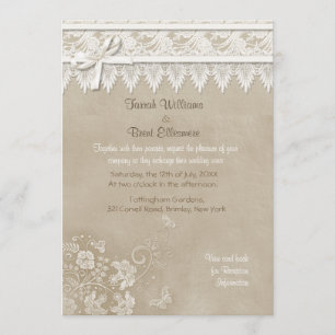 Floral Lace Butterfly Wedding Kaart