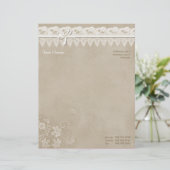 Floral Lace Butterfly Wedding Persoonlijk Briefhoofd (Staand voorkant)