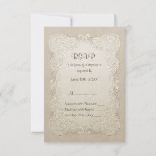 Floral Lace Butterfly Wedding RSVP Kaartje