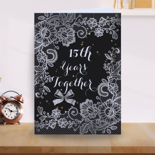 Floral Lace Design 15th Years Wedding Jubileum Kaart