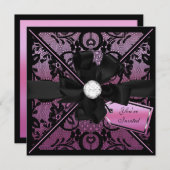 Floral Lace Invite met Diamond Bow Kaart (Voorkant / Achterkant)