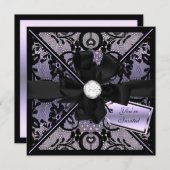 Floral Lace Invite met Diamond Bow Kaart (Voorkant / Achterkant)