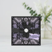 Floral Lace Invite met Diamond Bow Kaart (Staand voorkant)