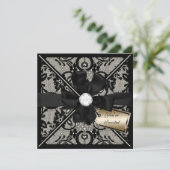 Floral Lace Invite met Diamond Bow Kaart (Staand voorkant)