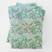 Floral Lace Pattern Blue en Green Inpakpapier Vel (In situ)