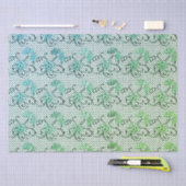 Floral Lace Pattern Blue en Green Tissuepapier (Craft)