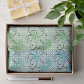 Floral Lace Pattern Blue en Green Tissuepapier (Geschenk)