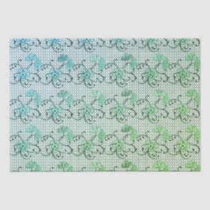 Floral Lace Pattern Blue en Green Tissuepapier