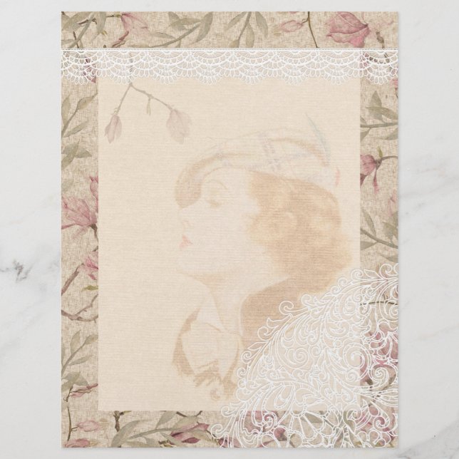 Floral Lace  Scrapbook Paper (Voorkant)