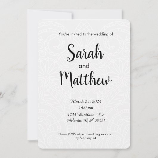 Floral Lace Wedding Invitation Kaart (Voorkant)