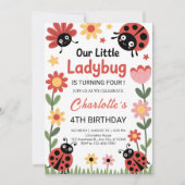 Floral ladybug birthday kaart (Voorkant)