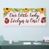 Floral Ladybug Birthday Party Banner (Beurs)
