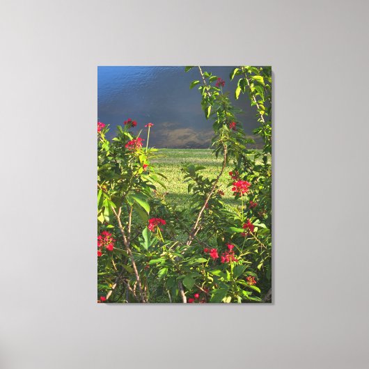 Floral Lake uitzicht Canvas Afdruk (Voorkant)