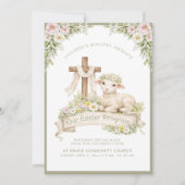 Floral Lamb with Cross | Easter Program Invitation (Devant)
