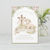 Floral Lamb with Cross | Easter Program Invitation (Debout devant)