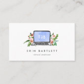Floral Laptop Monogram | Virtual Assistant Visitekaartje (Voorkant)