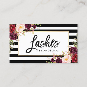 Floral Lashes Striped Visitekaartje