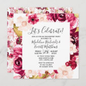 Floral Laten we verlovingsfeest uitnodiging vieren (Voorkant / Achterkant)