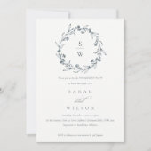 Floral Laurel Wreath Monogram Verloving Invite Bedankkaart (Voorkant)