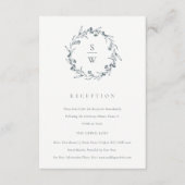 Floral Laurel Wreath Monogram Wedding Reception Informatiekaartje (Voorkant)