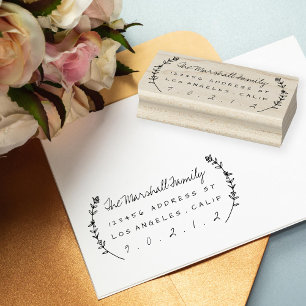 Floral Laurels Persoonlijk Adres Rubber Stamp Rubberstempel