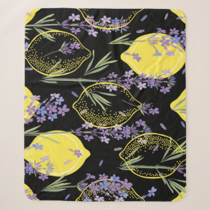 Floral Lavendel Citroenen Illustratie Sherpa Deken