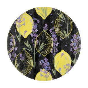 Floral Lavendel Citroenen Illustratie Snijplank
