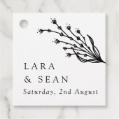 Floral Lavendel Modern Minimalist Zwart-wit Bedankjes Labels (Voorkant)