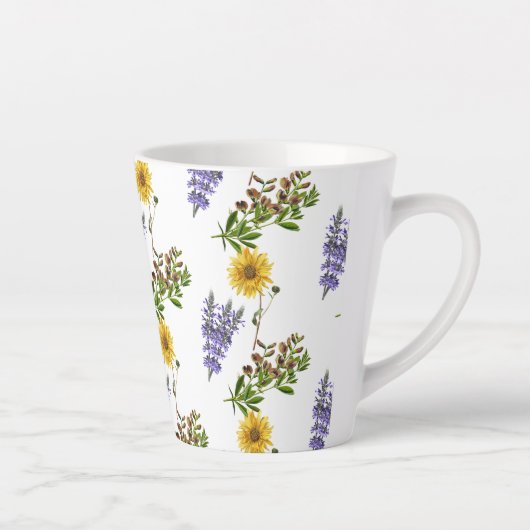 Floral Lavender and Sunflower Pattern Latte Mok (Rechts)
