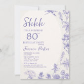 Floral Lavender Blue  80th Birthday Kaart (Voorkant)
