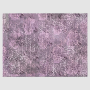 Floral Lavender en Grey Cursive Decoupage Tissuepapier