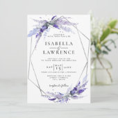 Floral Lavender Flowers Paars Silver Wedding Kaart (Staand voorkant)