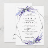 Floral Lavender Flowers Paars Silver Wedding Kaart (Voorkant / Achterkant)
