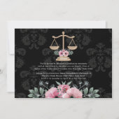 Floral Law School Afstuderen Fotoaankondiging Kaart (Achterkant)