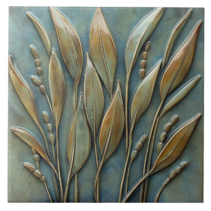 Floral & Leaf Botanical Faux Relief Tegeltje