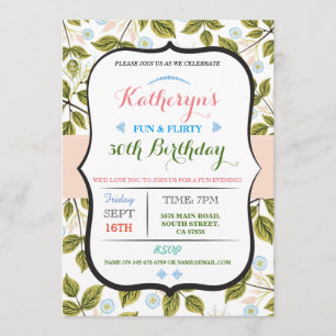 Floral Leaves 50th 40th Verjaardagsfeest Uitnodige Kaart