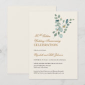 Floral Leaves Gold 50th Wedding Jubileum Kaart (Voorkant / Achterkant)