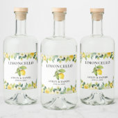 Floral Lemon Limoncello Mariage Étiquette bouteill (Bouteilles)