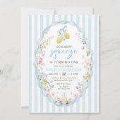 Floral Lemon Our Main Squeeze Birthday Invitation (Devant)