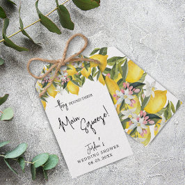Floral Lemon Shower Favor Main Squeeze Waterverf Cadeaulabel