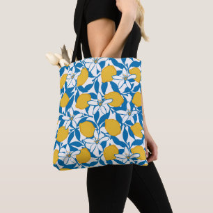 Floral Lemon Sketch Hand getekend - Canvas tas