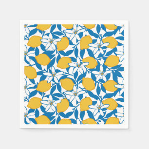 Floral Lemon Sketch Hand getekend - Papieren serve Servet