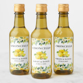 Floral Lemons Limoncello Bruiloft Mini Fles Label Wijn Etiket (Flessen)