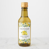 Floral Lemons Limoncello Bruiloft Mini Fles Label Wijn Etiket (Voorkant)