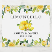 Floral Lemons Limoncello Mariage Étiquette bouteil (Étiquettes simples)