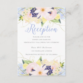 Floral  lente bruiloft receptie informatiekaartje